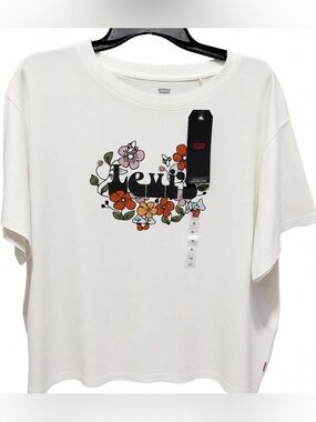 Levi's White Tee with Floral Logo XL